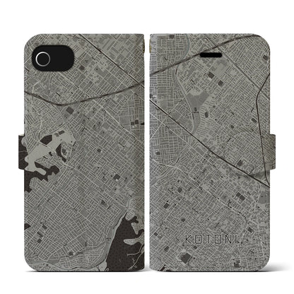 【琴似（北海道）】地図柄iPhoneケース（手帳タイプ）モノトーン・iPhone SE（第3 / 第2世代） / 8 / 7 / 6s / 6 用