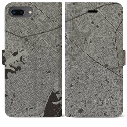 【琴似（北海道）】地図柄iPhoneケース（手帳タイプ）モノトーン・iPhone 8Plus /7Plus / 6sPlus / 6Plus 用