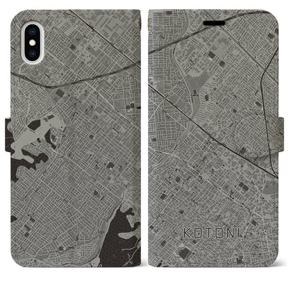 【琴似（北海道）】地図柄iPhoneケース（手帳タイプ）モノトーン・iPhone XS Max 用