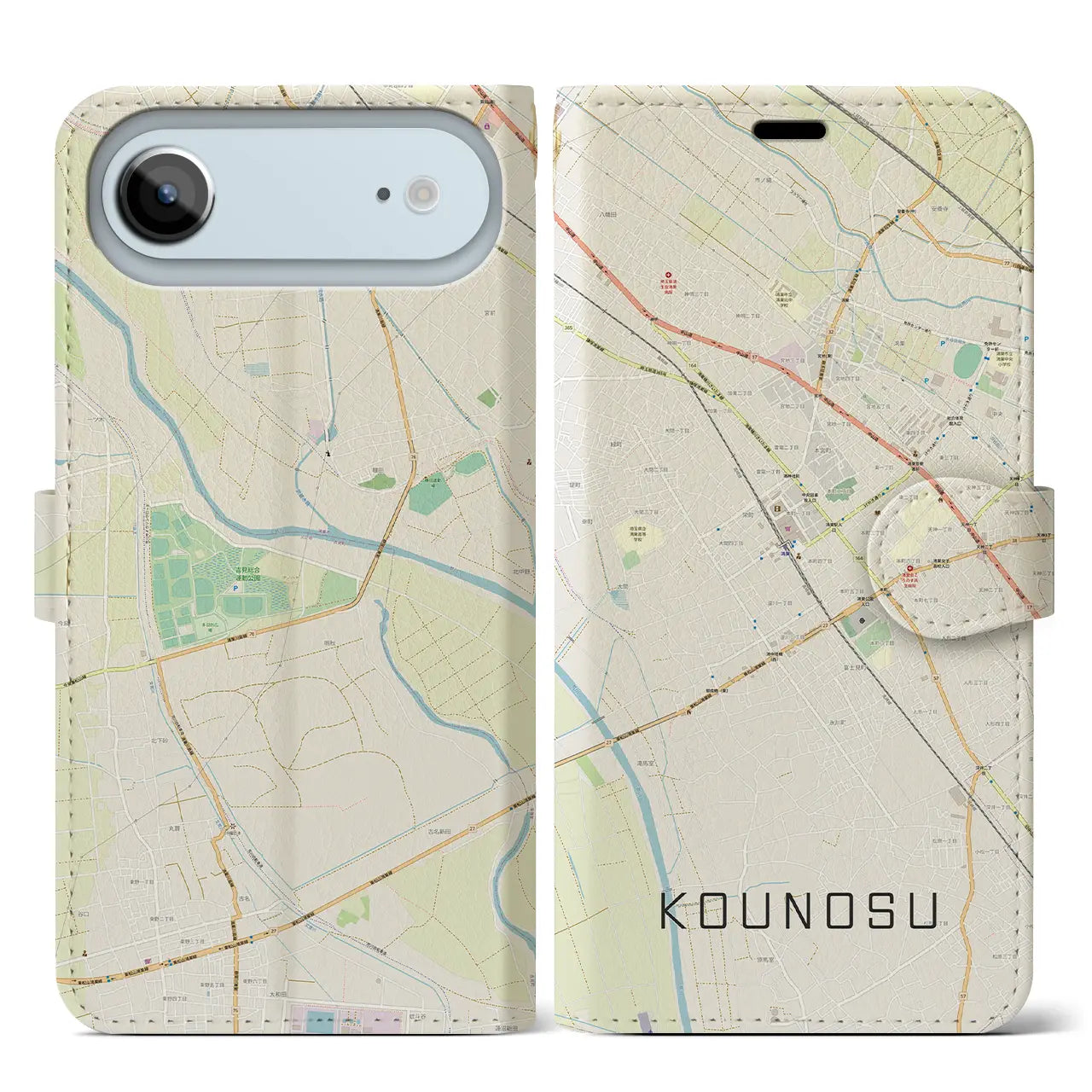 【鴻巣（埼玉県）】地図柄iPhoneケース（手帳タイプ）