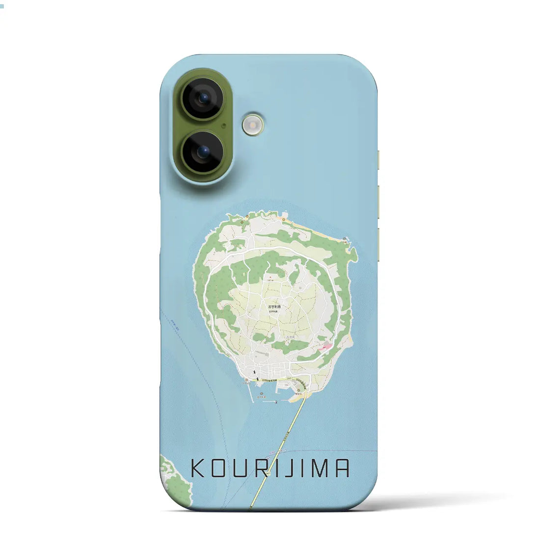 【古宇利島(沖縄県)】地図柄iPhoneケース(バックカバータイプ)ブラック・iPhone 17 Pro Max 用