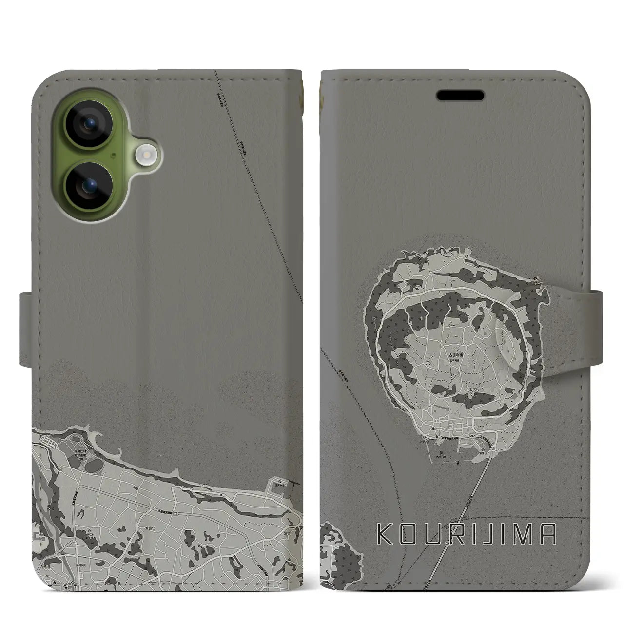 【古宇利島（沖縄県）】地図柄iPhoneケース（手帳タイプ）