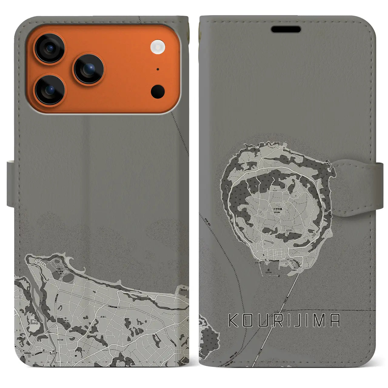 【古宇利島（沖縄県）】地図柄iPhoneケース（手帳タイプ）