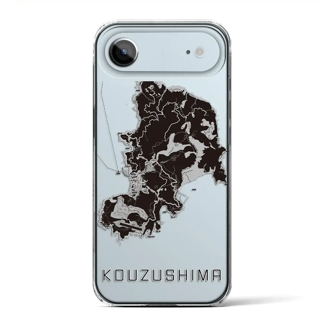 【神津島(東京都)】地図柄iPhoneケース(クリアタイプ)モノトーン・iPhone 17 Pro Max 用