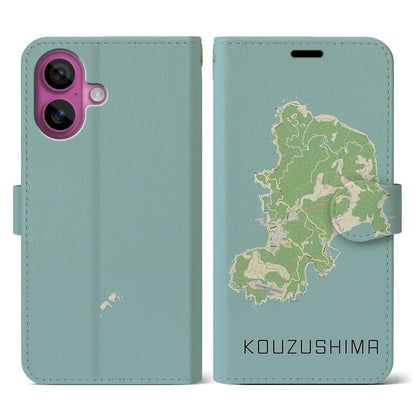 【神津島（東京都）】地図柄iPhoneケース（手帳タイプ）ナチュラル・iPhone 16 Pro 用