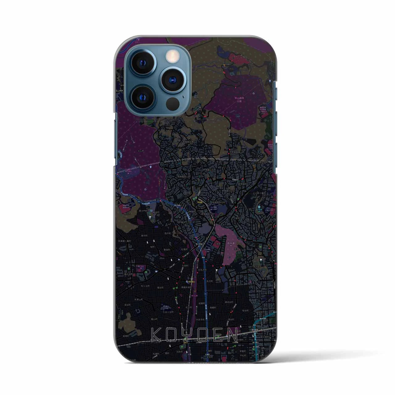 【甲陽園（兵庫県）】地図柄iPhoneケース（バックカバータイプ）