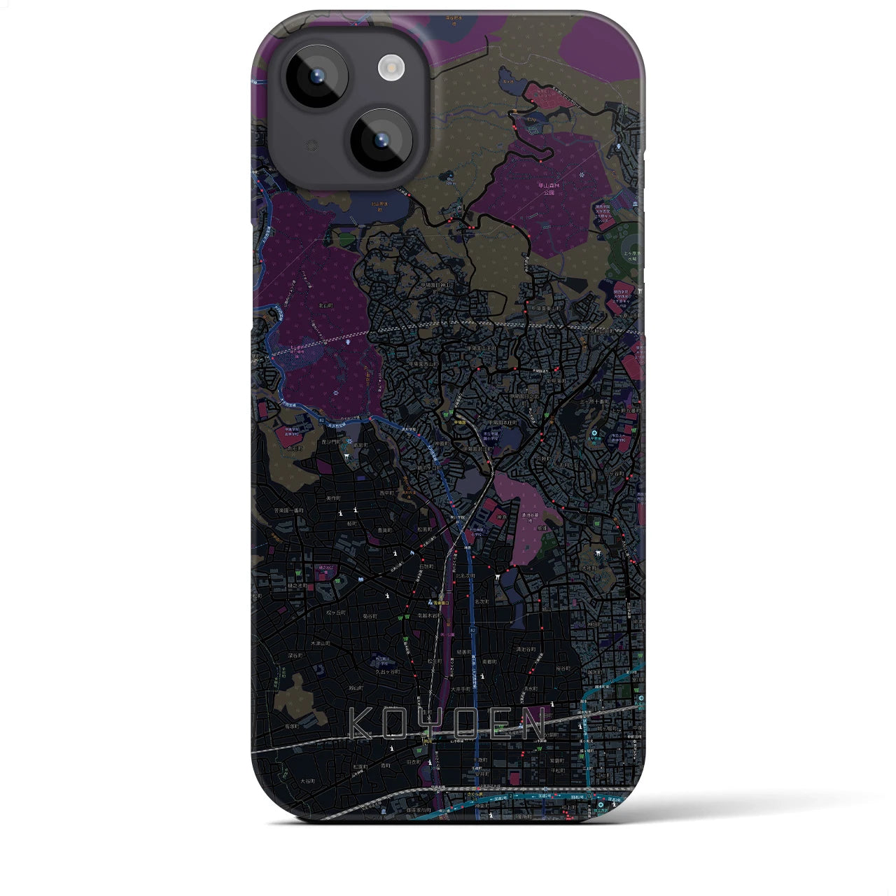 【甲陽園（兵庫県）】地図柄iPhoneケース（バックカバータイプ）