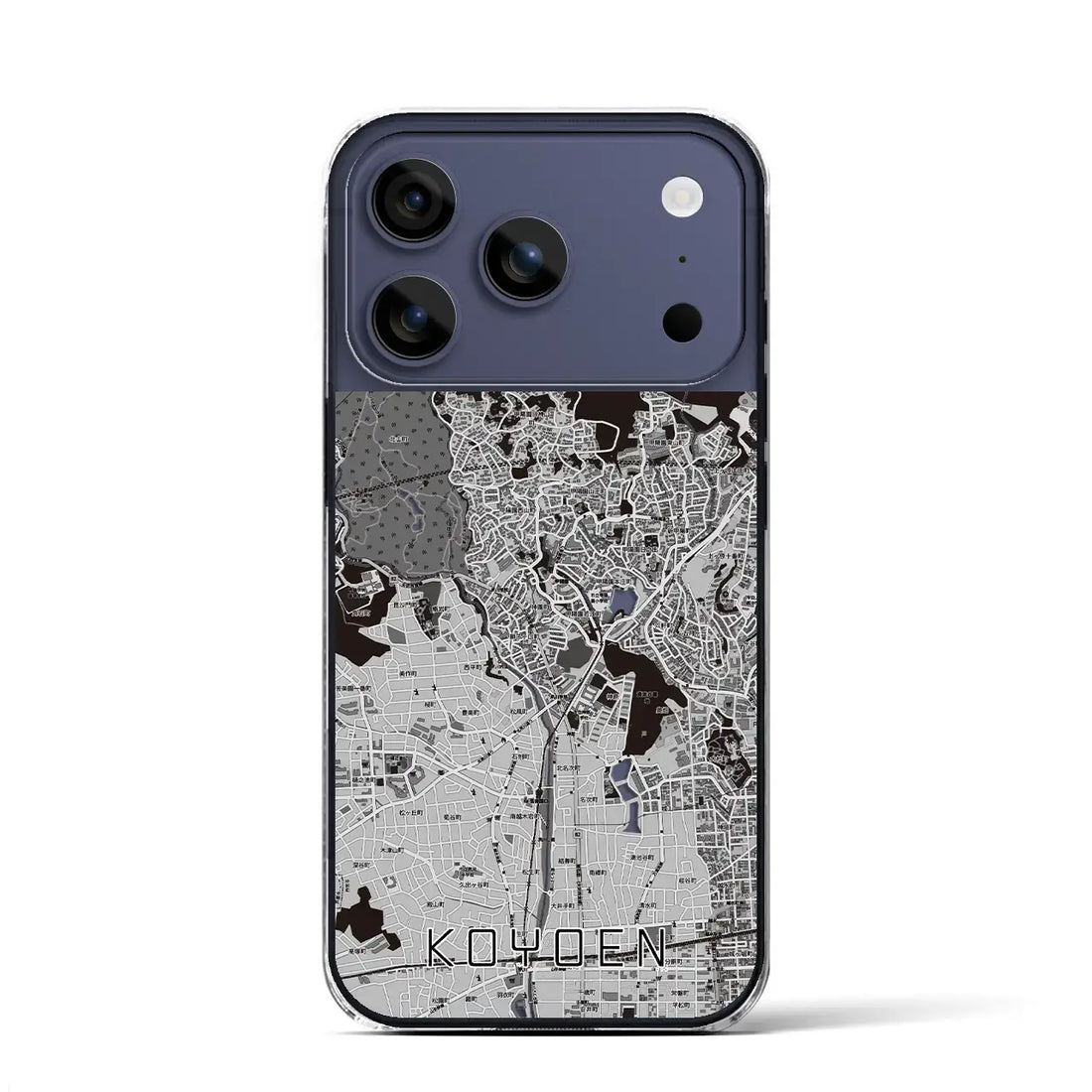 【甲陽園(兵庫県)】地図柄iPhoneケース(クリアタイプ)モノトーン・iPhone 17 Pro Max 用