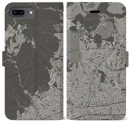 【甲陽園（兵庫県）】地図柄iPhoneケース（手帳タイプ）モノトーン・iPhone 8Plus /7Plus / 6sPlus / 6Plus 用