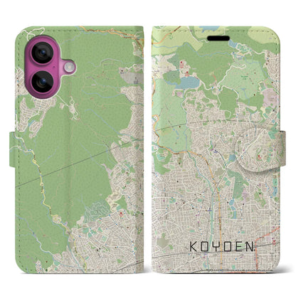 【甲陽園（兵庫県）】地図柄iPhoneケース（手帳タイプ）ナチュラル・iPhone 16 Pro 用