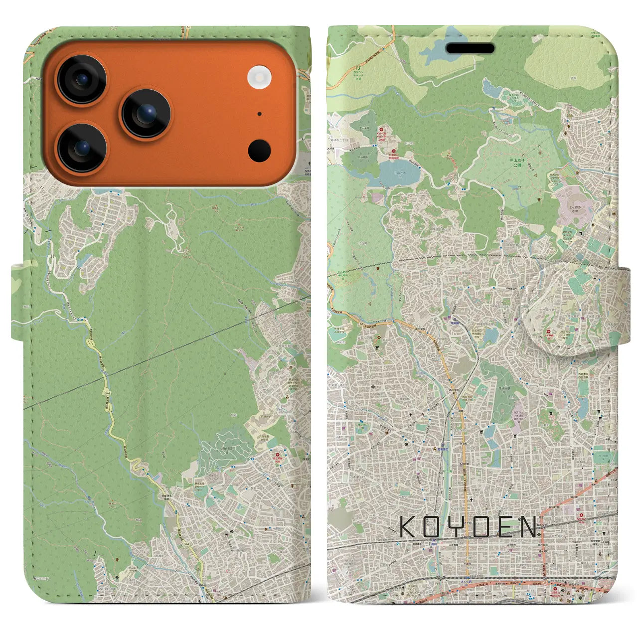 【甲陽園（兵庫県）】地図柄iPhoneケース（手帳タイプ）