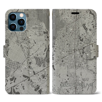 【高座渋谷（神奈川県）】地図柄iPhoneケース（手帳タイプ）モノトーン・iPhone 12 / 12 Pro 用