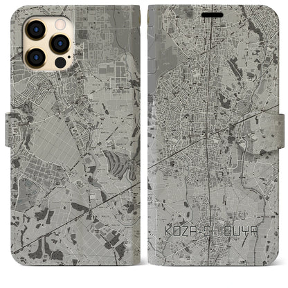 【高座渋谷（神奈川県）】地図柄iPhoneケース（手帳タイプ）モノトーン・iPhone 12 Pro Max 用