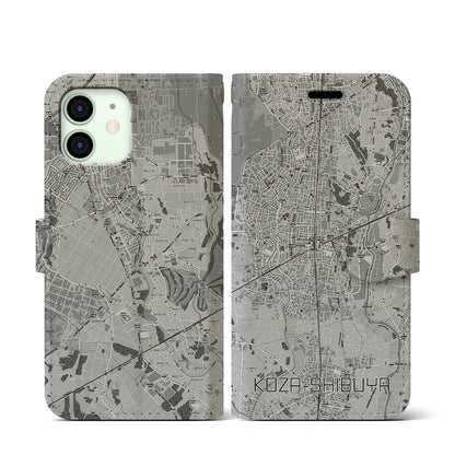 【高座渋谷（神奈川県）】地図柄iPhoneケース（手帳タイプ）モノトーン・iPhone 12 mini 用