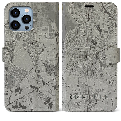 【高座渋谷（神奈川県）】地図柄iPhoneケース（手帳タイプ）モノトーン・iPhone 13 Pro Max 用