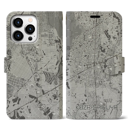 【高座渋谷（神奈川県）】地図柄iPhoneケース（手帳タイプ）モノトーン・iPhone 13 Pro 用