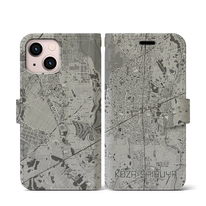 【高座渋谷（神奈川県）】地図柄iPhoneケース（手帳タイプ）モノトーン・iPhone 13 mini 用