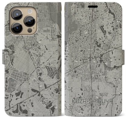 【高座渋谷（神奈川県）】地図柄iPhoneケース（手帳タイプ）モノトーン・iPhone 14 Pro Max 用