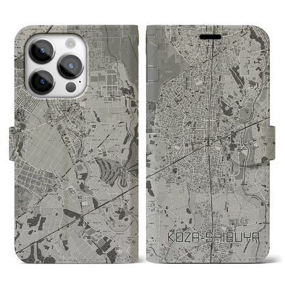 【高座渋谷（神奈川県）】地図柄iPhoneケース（手帳タイプ）モノトーン・iPhone 14 Pro 用