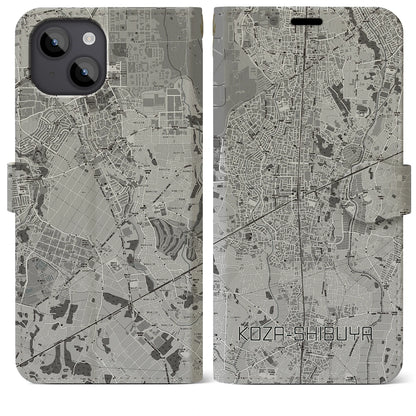 【高座渋谷（神奈川県）】地図柄iPhoneケース（手帳タイプ）モノトーン・iPhone 14 Plus 用