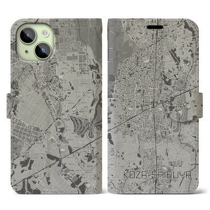 【高座渋谷（神奈川県）】地図柄iPhoneケース（手帳タイプ）モノトーン・iPhone 15 用