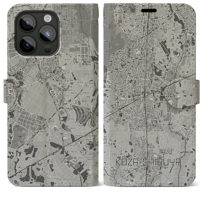 【高座渋谷（神奈川県）】地図柄iPhoneケース（手帳タイプ）モノトーン・iPhone 15 Pro Max 用