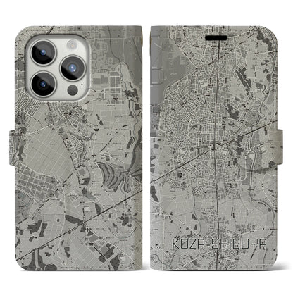 【高座渋谷（神奈川県）】地図柄iPhoneケース（手帳タイプ）モノトーン・iPhone 15 Pro 用