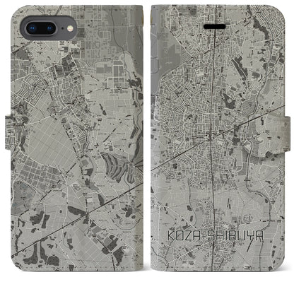 【高座渋谷（神奈川県）】地図柄iPhoneケース（手帳タイプ）モノトーン・iPhone 8Plus /7Plus / 6sPlus / 6Plus 用