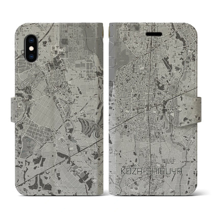 【高座渋谷（神奈川県）】地図柄iPhoneケース（手帳タイプ）モノトーン・iPhone XS / X 用