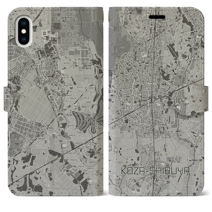 【高座渋谷（神奈川県）】地図柄iPhoneケース（手帳タイプ）モノトーン・iPhone XS Max 用