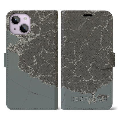 【古座川（和歌山県）】地図柄iPhoneケース（手帳タイプ）モノトーン・iPhone 14 用