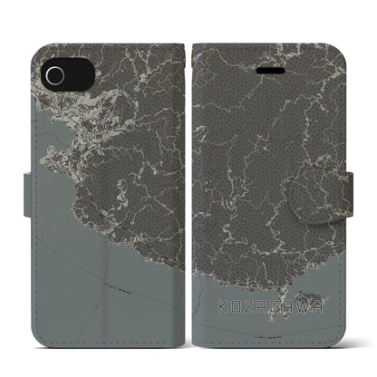 【古座川（和歌山県）】地図柄iPhoneケース（手帳タイプ）モノトーン・iPhone SE（第3 / 第2世代） / 8 / 7 / 6s / 6 用