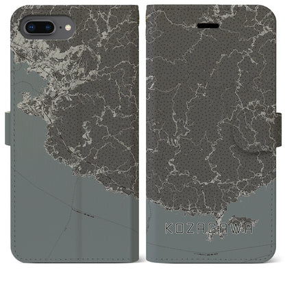 【古座川（和歌山県）】地図柄iPhoneケース（手帳タイプ）モノトーン・iPhone 8Plus /7Plus / 6sPlus / 6Plus 用