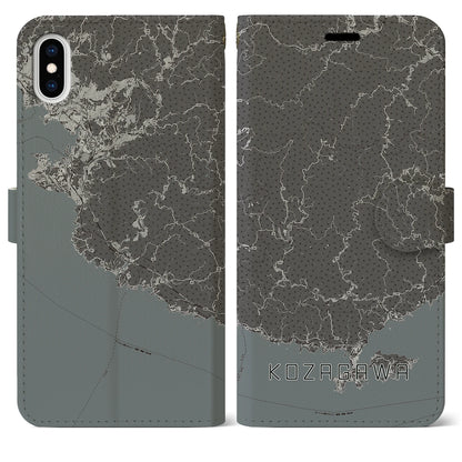 【古座川（和歌山県）】地図柄iPhoneケース（手帳タイプ）モノトーン・iPhone XS Max 用