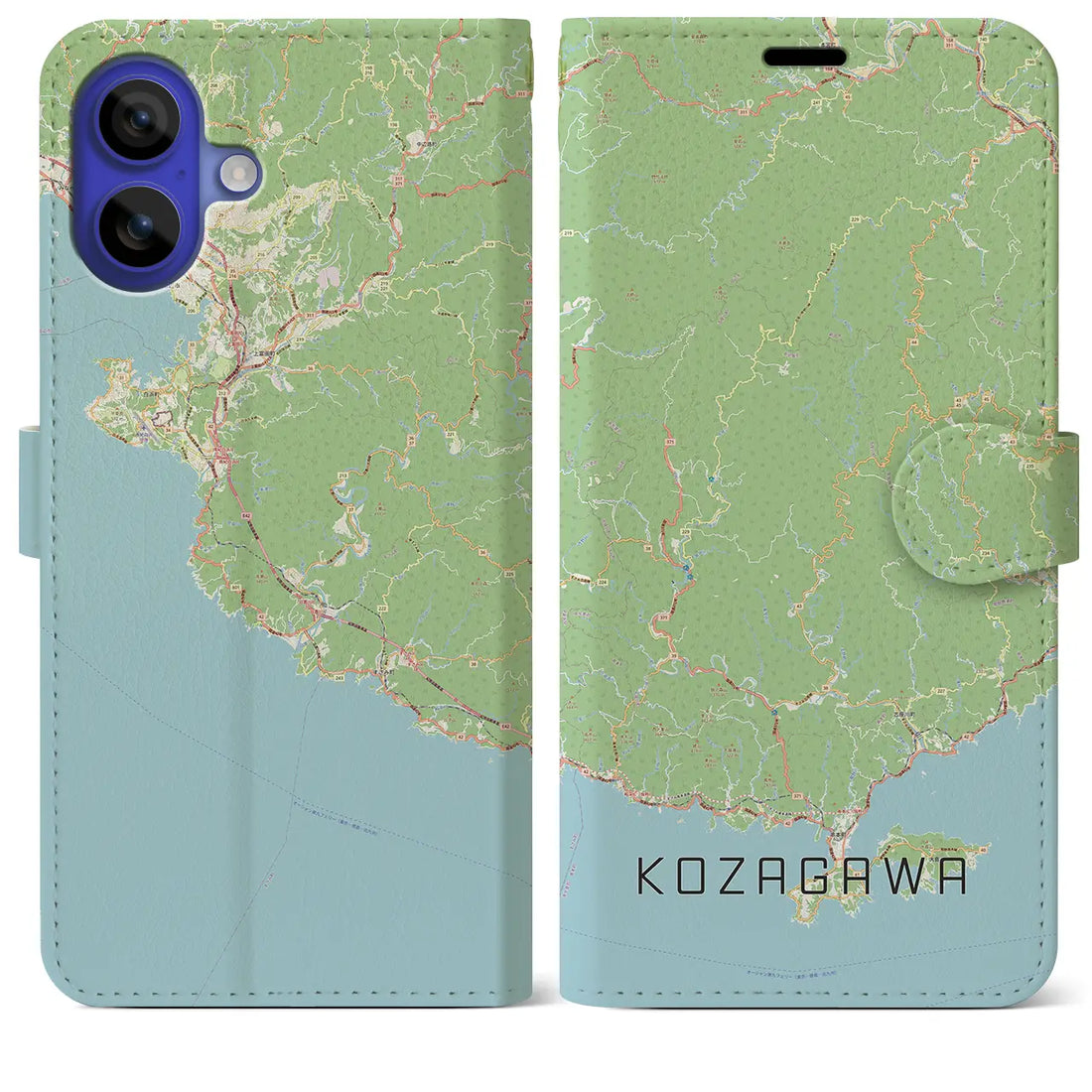 【古座川（和歌山県）】地図柄iPhoneケース（手帳タイプ）ナチュラル・iPhone 16 Pro Max 用