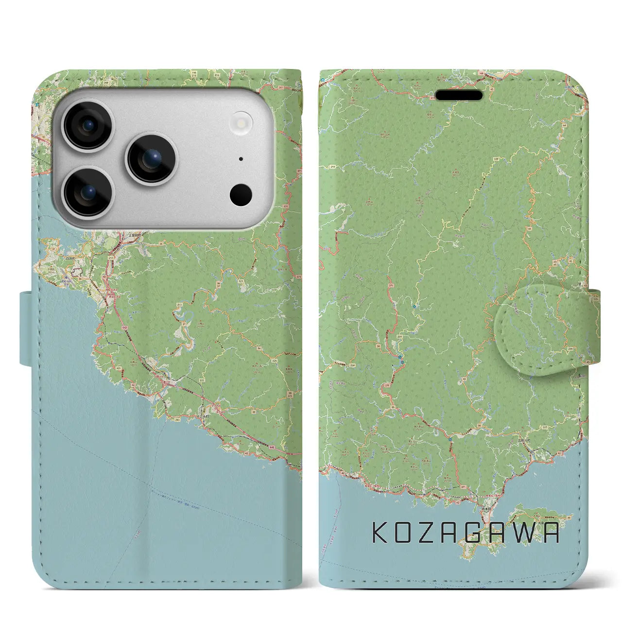 【古座川（和歌山県）】地図柄iPhoneケース（手帳タイプ）