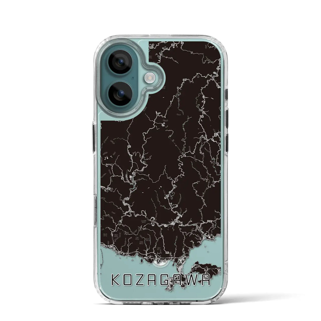 【古座川（和歌山県）】地図柄iPhoneケース（MagSafeタイプ）モノトーン・iPhone 16 Pro 用