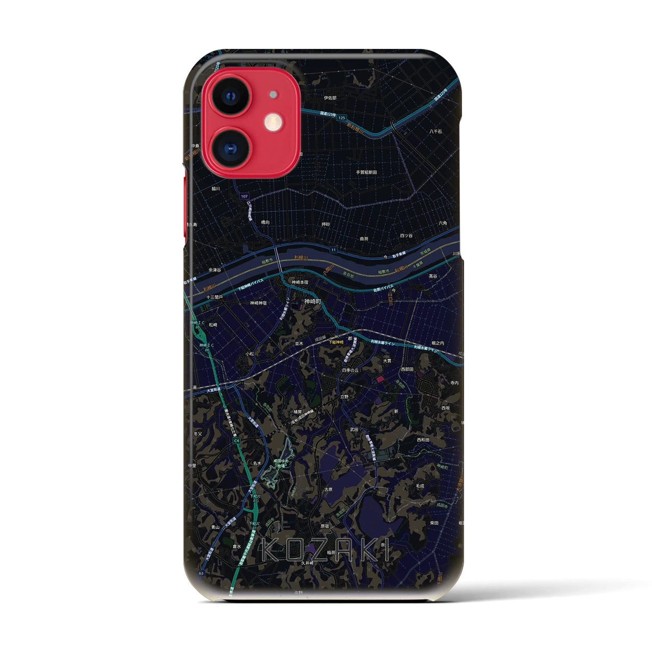 【神崎（千葉県）】地図柄iPhoneケース（バックカバータイプ）