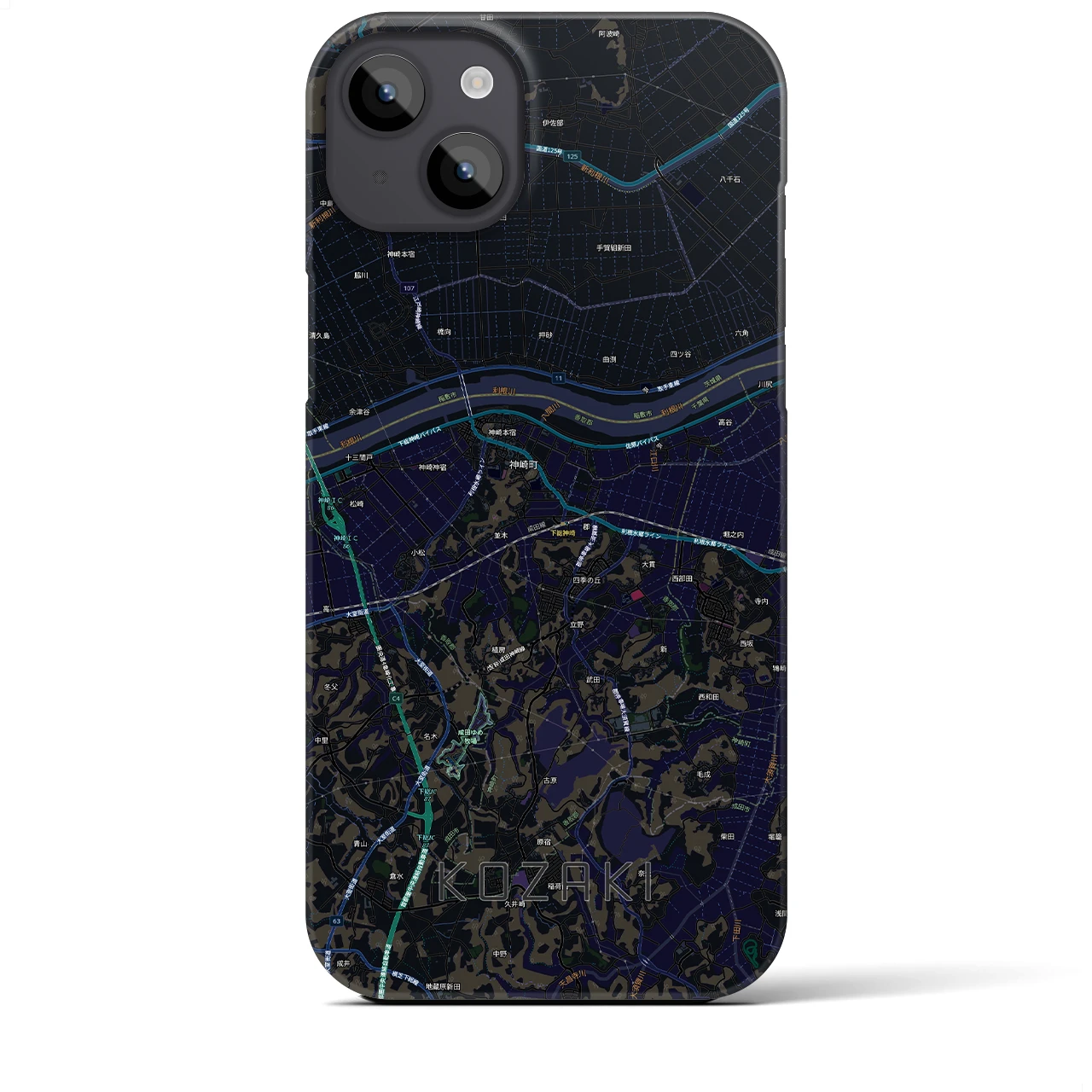 【神崎（千葉県）】地図柄iPhoneケース（バックカバータイプ）