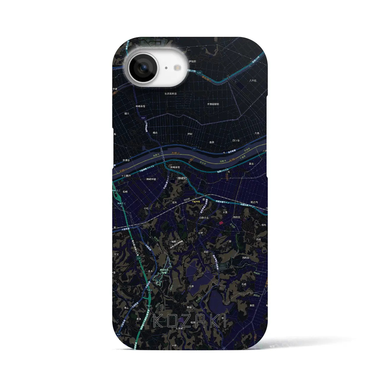 【神崎（千葉県）】地図柄iPhoneケース（バックカバータイプ）