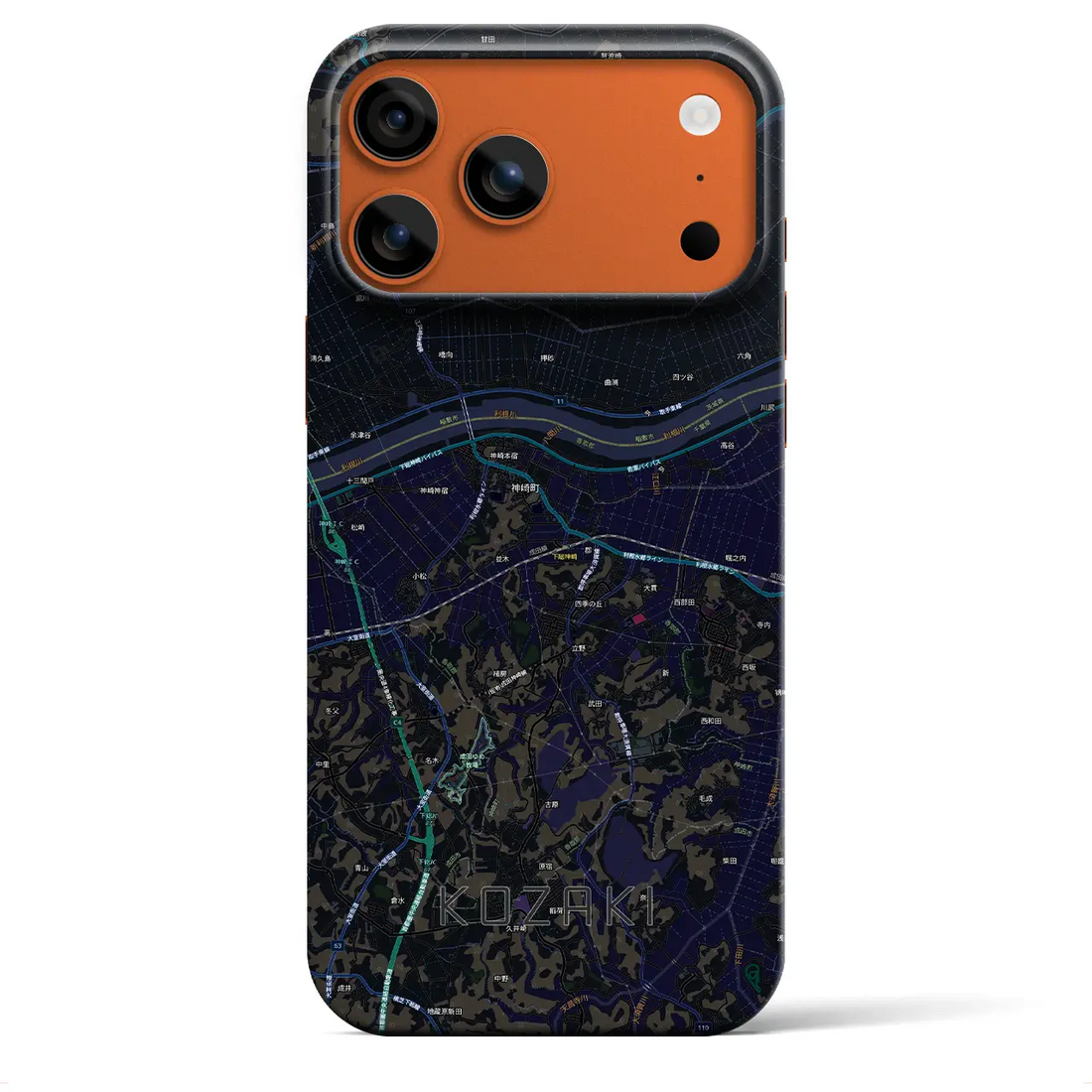 【神崎（千葉県）】地図柄iPhoneケース（バックカバータイプ）