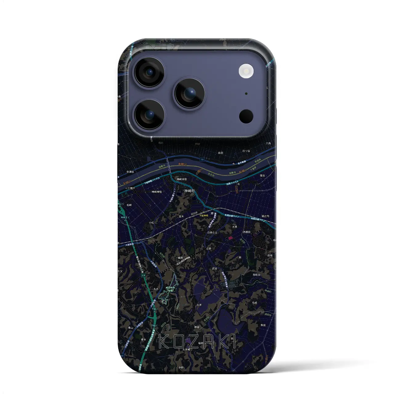 【神崎（千葉県）】地図柄iPhoneケース（バックカバータイプ）