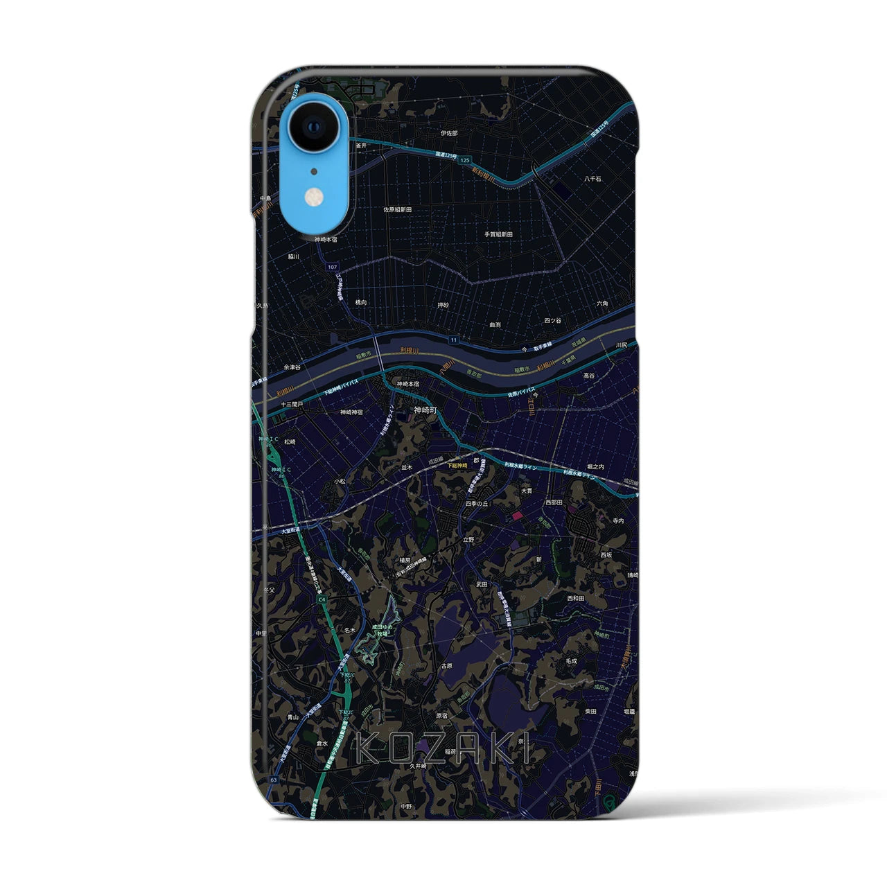 【神崎（千葉県）】地図柄iPhoneケース（バックカバータイプ）