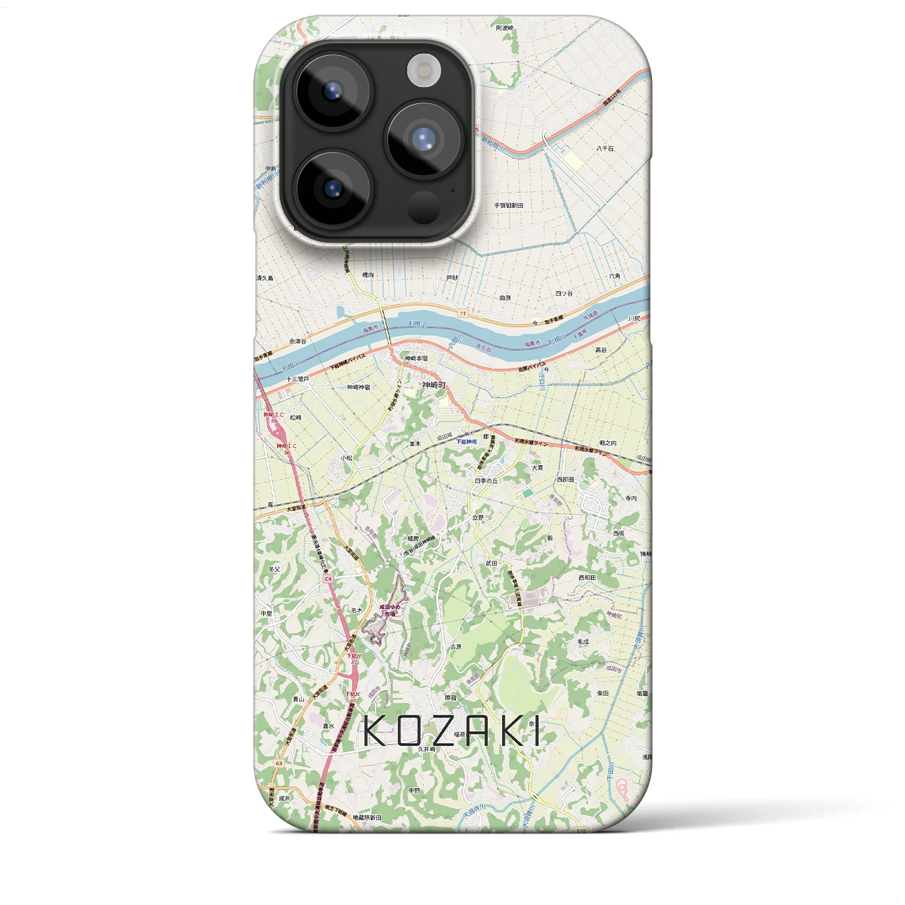 【神崎（千葉県）】地図柄iPhoneケース（バックカバータイプ）