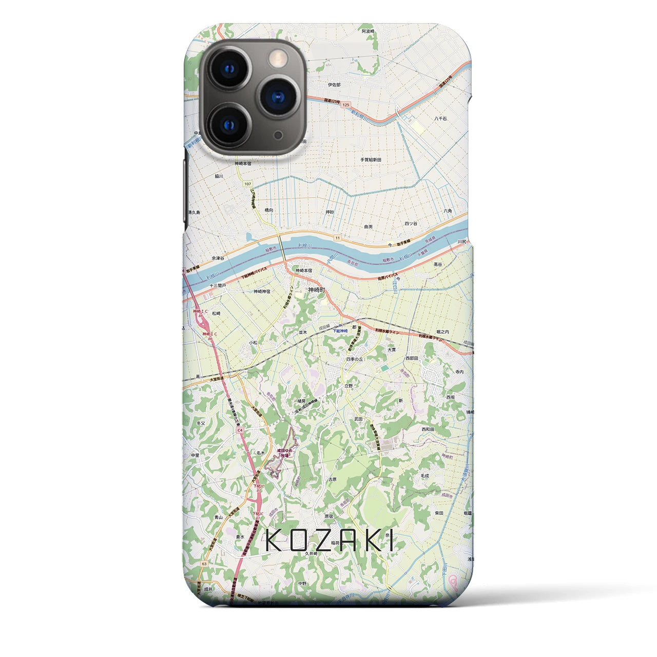 【神崎（千葉県）】地図柄iPhoneケース（バックカバータイプ）