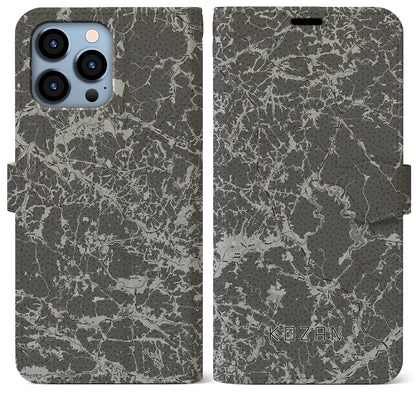 【甲山（広島県）】地図柄iPhoneケース（手帳タイプ）モノトーン・iPhone 13 Pro Max 用