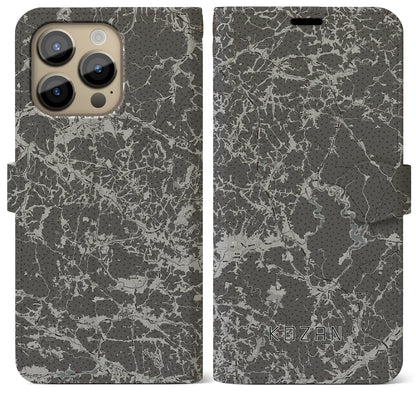 【甲山（広島県）】地図柄iPhoneケース（手帳タイプ）モノトーン・iPhone 14 Pro Max 用