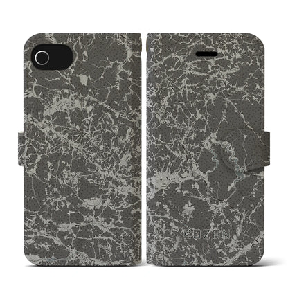 【甲山（広島県）】地図柄iPhoneケース（手帳タイプ）モノトーン・iPhone SE（第3 / 第2世代） / 8 / 7 / 6s / 6 用