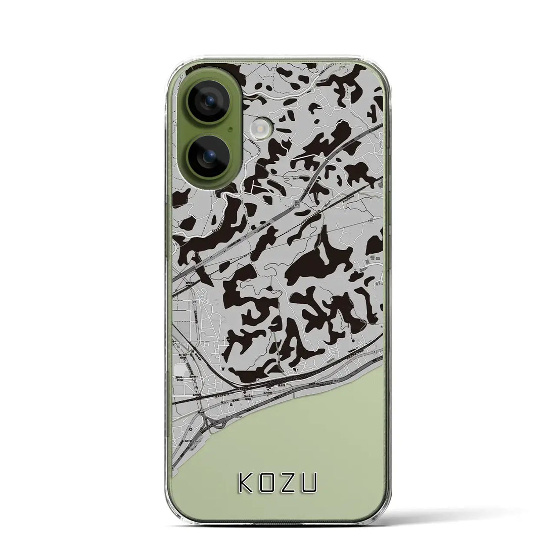 【国府津（神奈川県）】地図柄iPhoneケース（クリアタイプ）モノトーン・iPhone 17 Pro Max 用