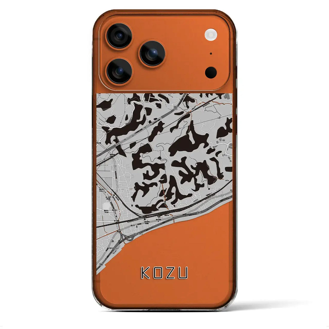 【国府津(神奈川県)】地図柄iPhoneケース(クリアタイプ)モノトーン・iPhone 17 Pro Max 用